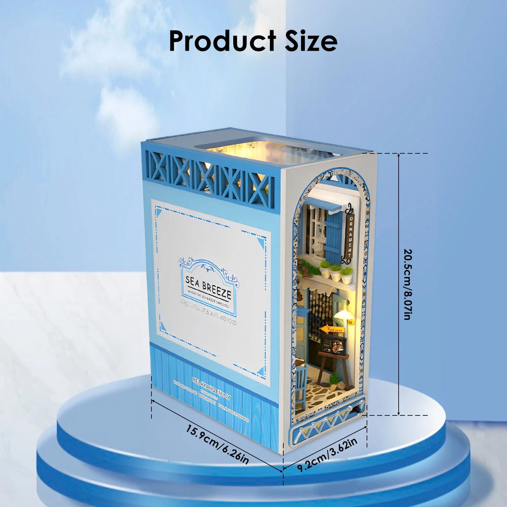 Lieonvis DIY 3D Wooden Miniature House Kit for Book Nook Shelf Insert Decor Dollhouses