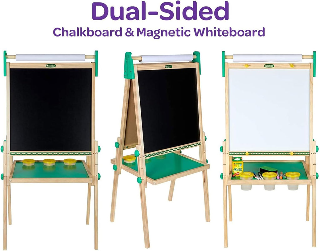 Wooden Art Easel for Kids, 2-In-1 Dry Erase Board & Chalkboard, Gifts for Toddlers, Ages 3, 4, 5