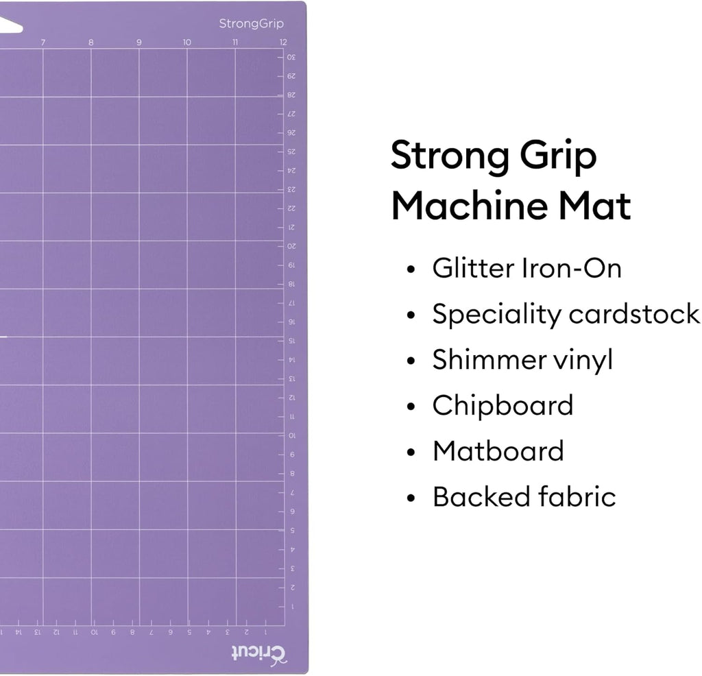 Cricut Stronggrip Cricut Cutting Mat 12In X 12In, Craft Mat for Cricut Maker & Explore, Use with Heavyweight Materials - Specialty Cardstock, Matboard & More, Reusable, Clear Protective Film (3 Count)