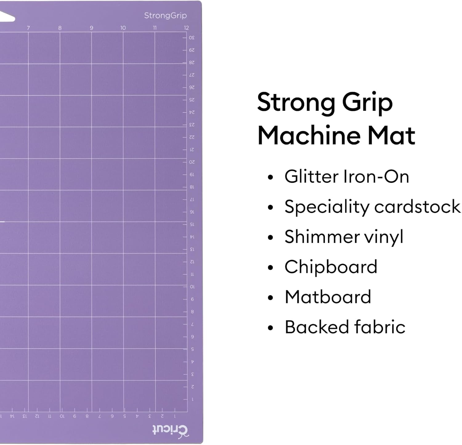 Cricut Stronggrip Cricut Cutting Mat 12In X 12In, Craft Mat for Cricut Maker & Explore, Use with Heavyweight Materials - Specialty Cardstock, Matboard & More, Reusable, Clear Protective Film (3 Count)