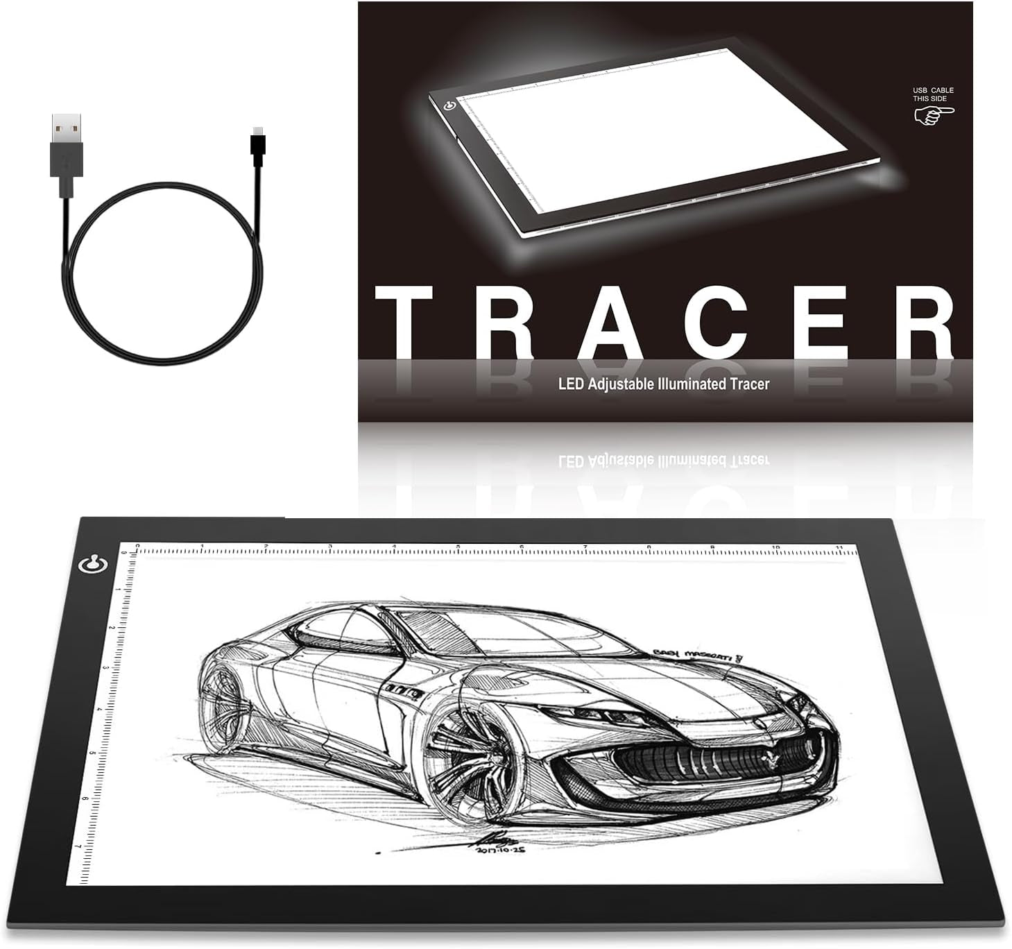 A4 LED Light Box 9X12 Inch Light Pad Only 5Mm Ultra-Thin USB Power Light Table for Tracing, Tattoo Transferring, Drawing, Streaming, Sketching, Animation, Stenciling, Diamond Art Painting