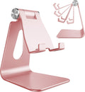 Adjustable Cell Phone Stand, Phone Stand, Cradle, Dock, Holder, Aluminum Desktop Stand Compatible with Phone 16 15 14 13 12 11 Pro Max plus SE, Accessories Desk, All Mobile Phones-Rose Gold