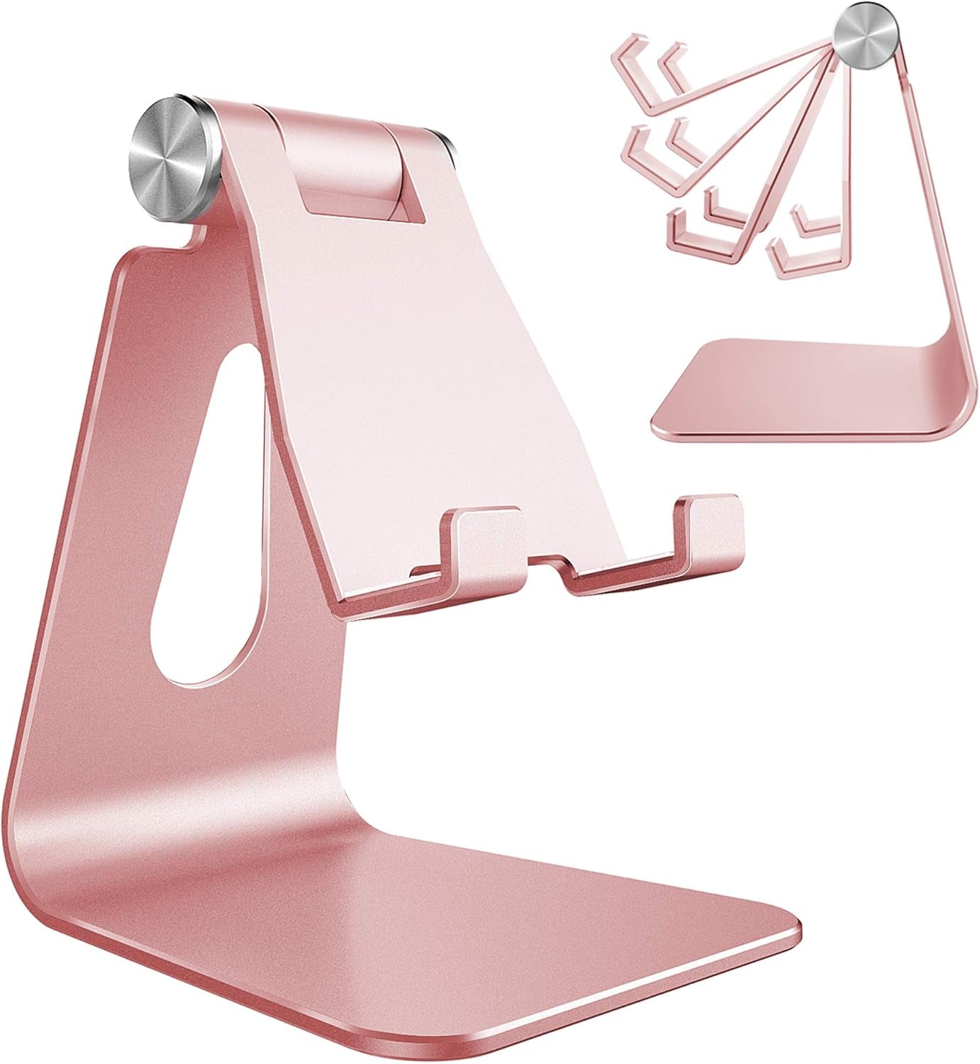 Adjustable Cell Phone Stand, Phone Stand, Cradle, Dock, Holder, Aluminum Desktop Stand Compatible with Phone 16 15 14 13 12 11 Pro Max plus SE, Accessories Desk, All Mobile Phones-Rose Gold