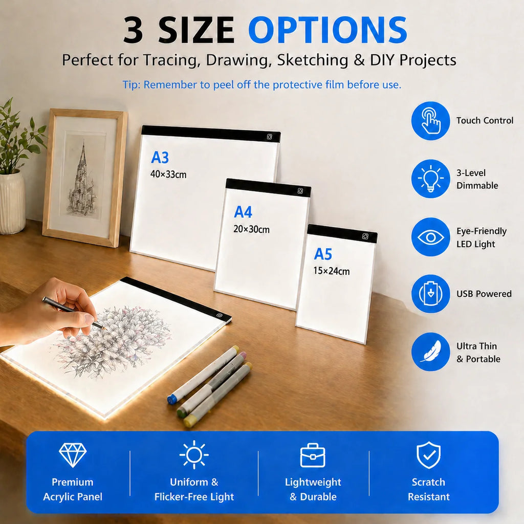 A3/A4/A5 Level Dimmable Led Drawing Pad Board Trace Photographs and Reference Images