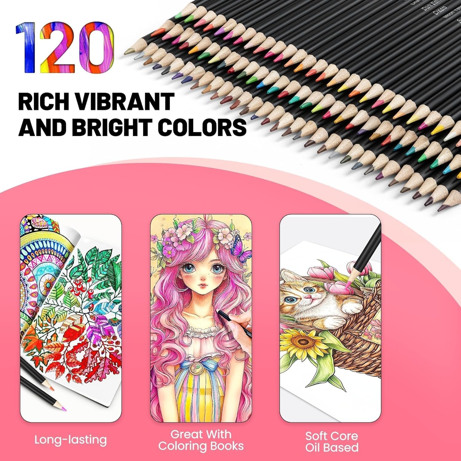 136 PCS Colored Pencils Set for Adult Coloring Books, 120 Colored Pencils with Sketchbook, Coloring Book, Sharpener, Soft Core Sketching Drawing Pencils, Art Supplies for Adults Artists (Black)