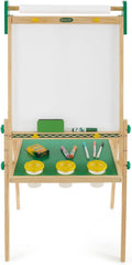 Wooden Art Easel for Kids, 2-In-1 Dry Erase Board & Chalkboard, Gifts for Toddlers, Ages 3, 4, 5